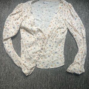 Reformation Floral Button-Up Blouse